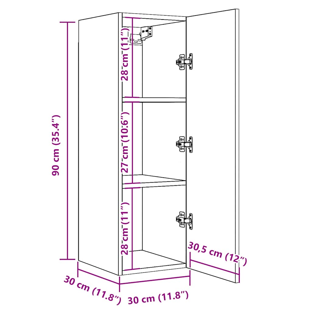 TV-skåp åldrat trä 30,5x30x90 cm konstruerat trä