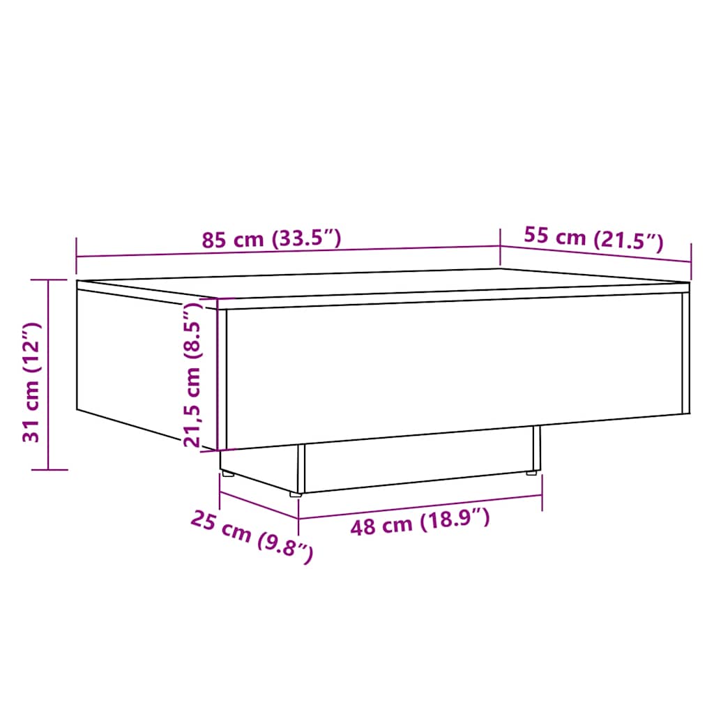 Soffbord artisan ek 85x55x31 cm konstruerat trä