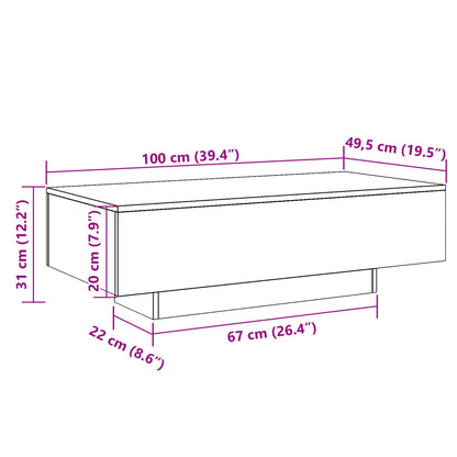 Soffbord åldrat trä 100x49,5x31 cm konstruerat trä