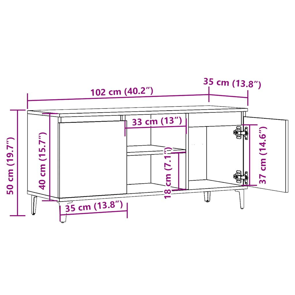 Tv-bänk artisan ek 102x35x50 cm konstruerat trä