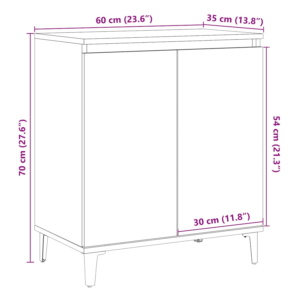 Byrå ek 60x35x70 cm konstruerat trä