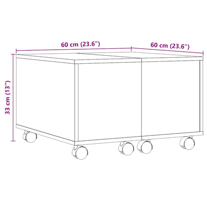 Soffbord artisan ek 60x60x38 cm konstruerat trä