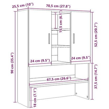 Tvättmaskinsskåp åldrat trä 70,5x25,5x90 cm