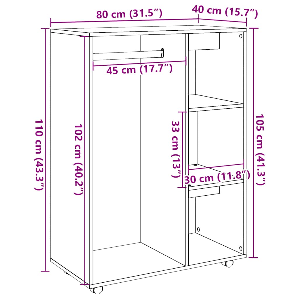 Garderob artisan ek 80x40x110 cm konstruerat trä