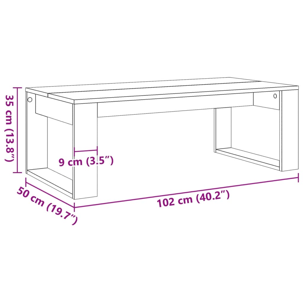 Soffbord åldrat trä 102x50x35 cm konstruerat trä