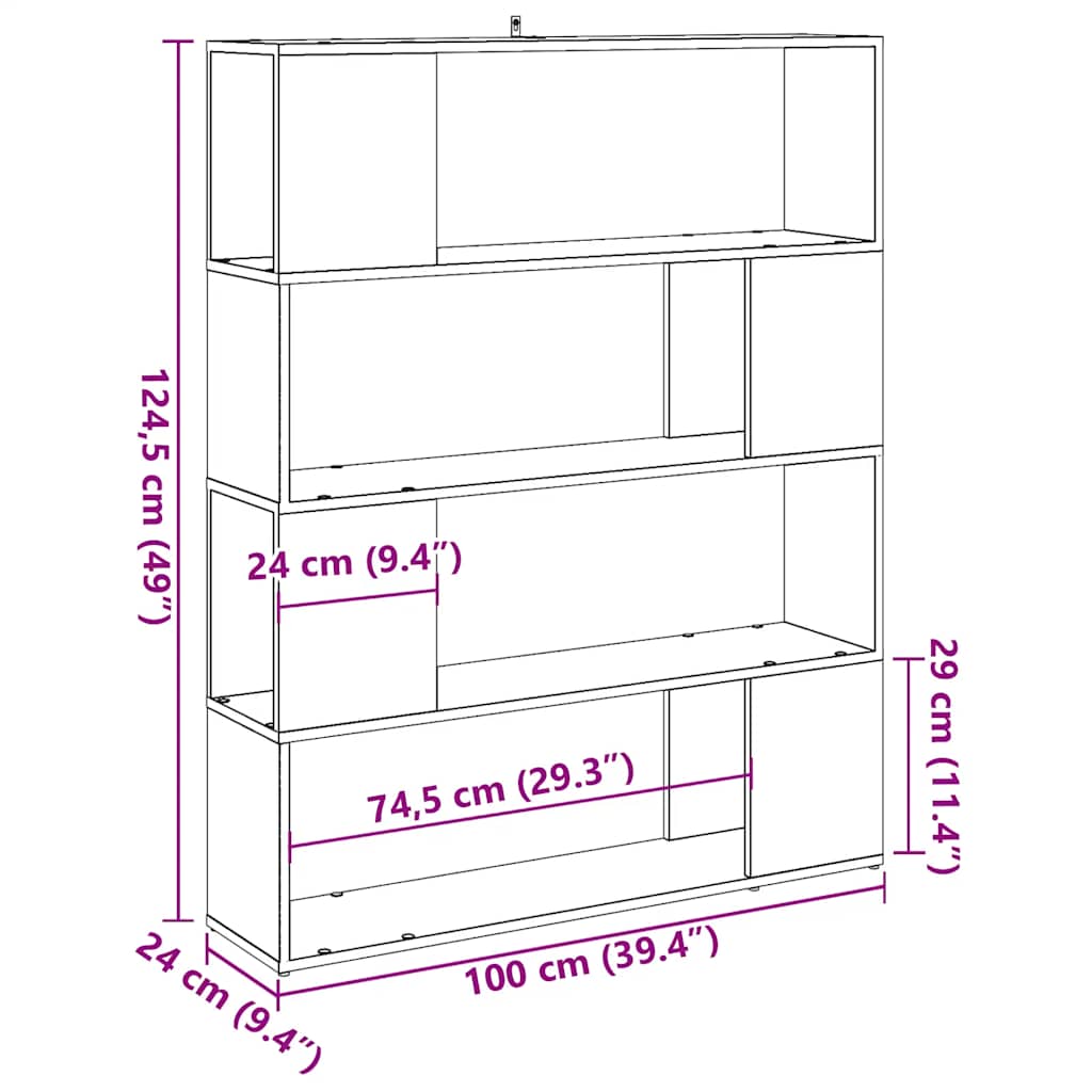 Bokhylla/rumsavdelare gammalt trä 100x24x124,5 cm