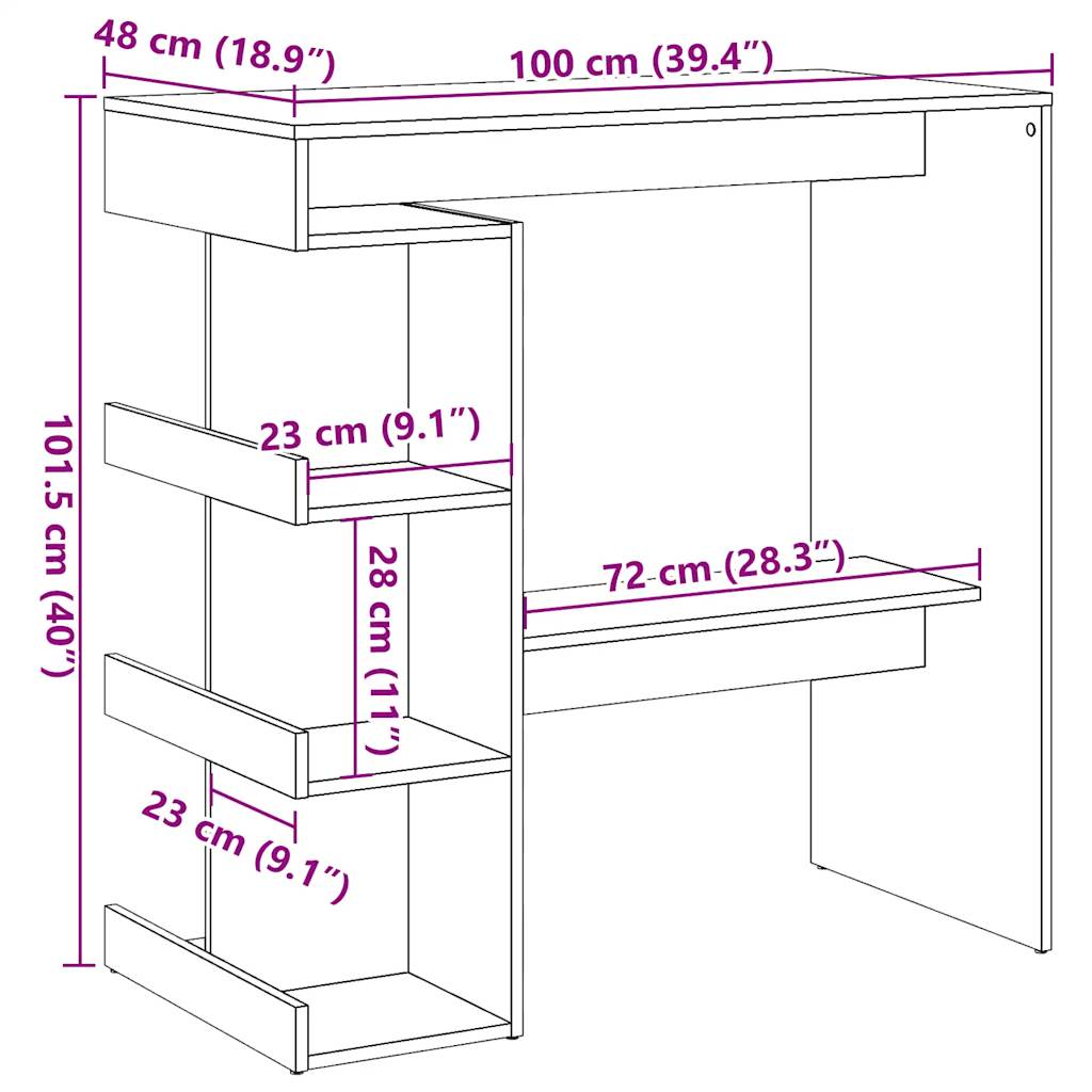 Barbord med hyllor artisan ek 100x48x101,5 cm