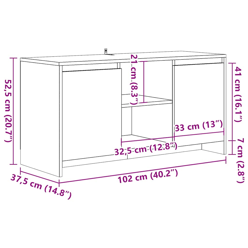 Tv-bänk åldrat trä 102x37,5x52,5 cm konstruerat trä