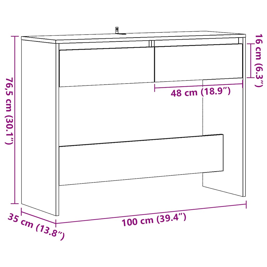 Avlastningsbord åldrat trä 100x35x76,5 cm konstruerat trä