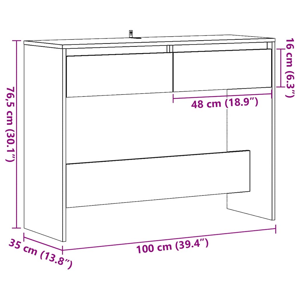 Avlastningsbord artisan ek 100x35x76,5 cm konstruerat trä