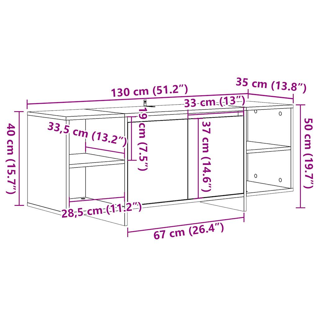 Tv-bänk åldrat trä 130x35x50 cm konstruerat trä