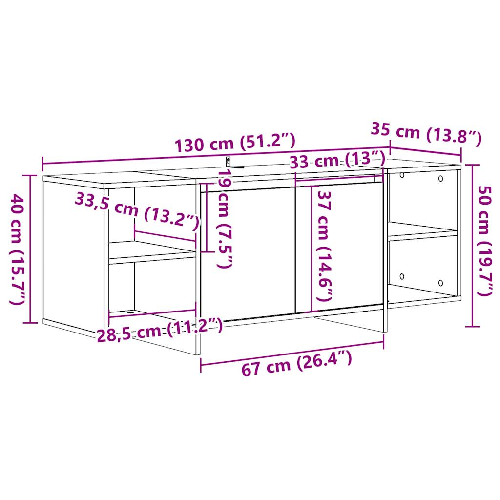 Tv-bänk artisan ek 130x35x50 cm konstruerat trä