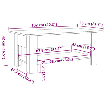 Soffbord åldrat trä 102x55x42 cm konstruerat trä