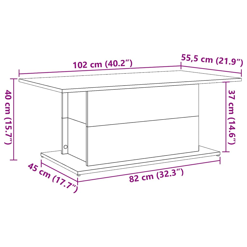 Soffbord artisan ek 102x55,5x40 cm konstruerat trä