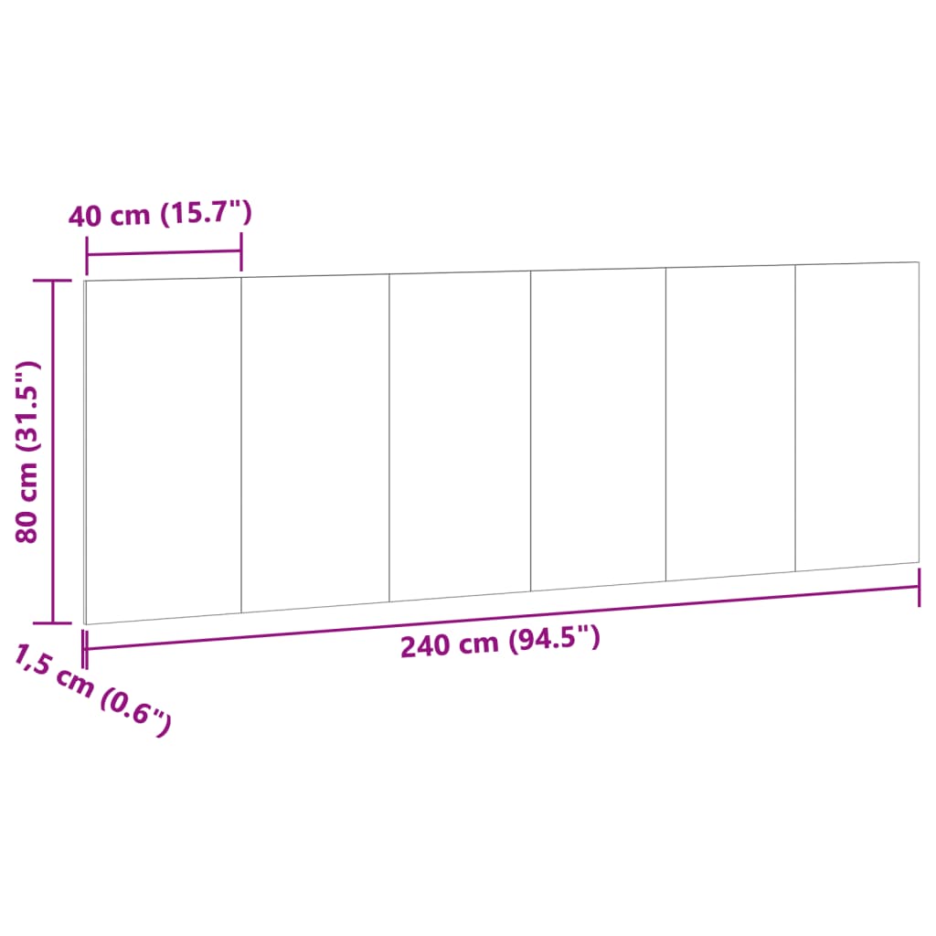 Vägghängd sänggavel åldrat trä 240x1,5x80 cm konstruerat trä