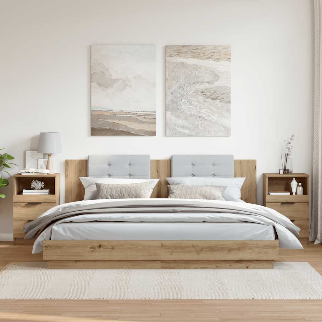 Sängbord 2 st artisan ek 40x36x65 cm konstruerat trä