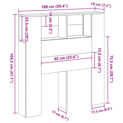 Sänggavel m förvaring ek 100x19x104,5 cm konstruerat trä