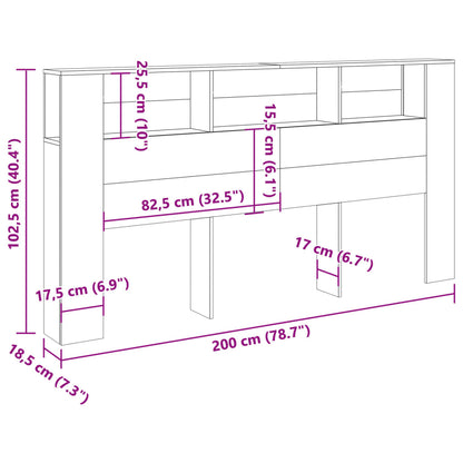 Sänggavel m förvaring åldrat trä 200x18,5x102,5 cm konstr. trä