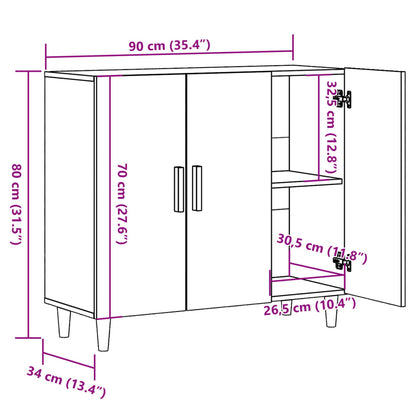 Skänk gammalt trä 90x34x80 cm konstruerat trä