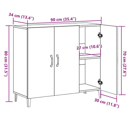 Skänk gammalt trä 90x34x80 cm konstruerat trä