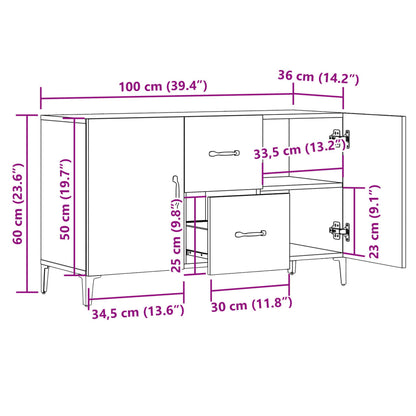 Skänk gammalt trä 100x36x60 cm konstruerat trä