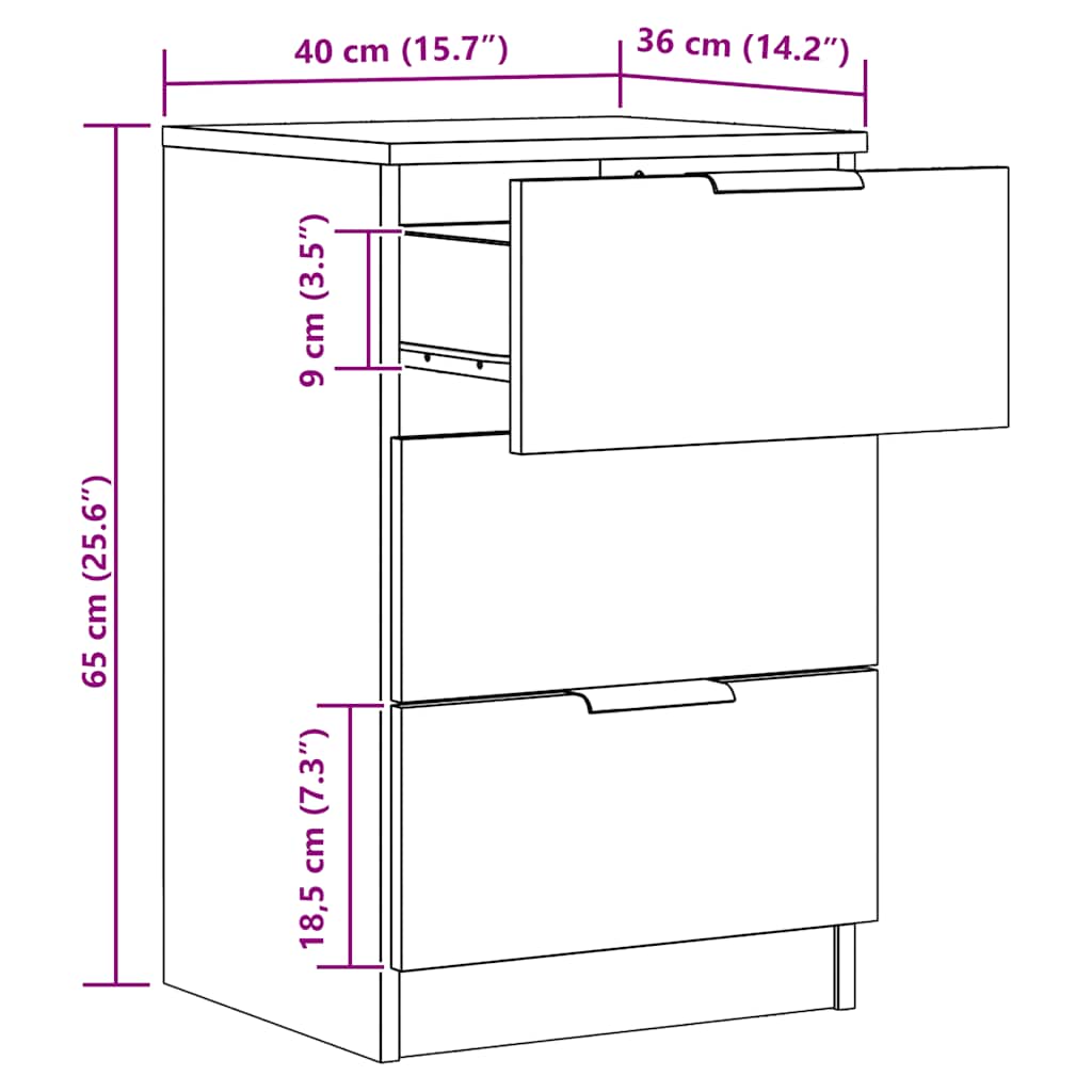 Sängbord 2 st artisan ek 40x36x65 cm konstruerat trä