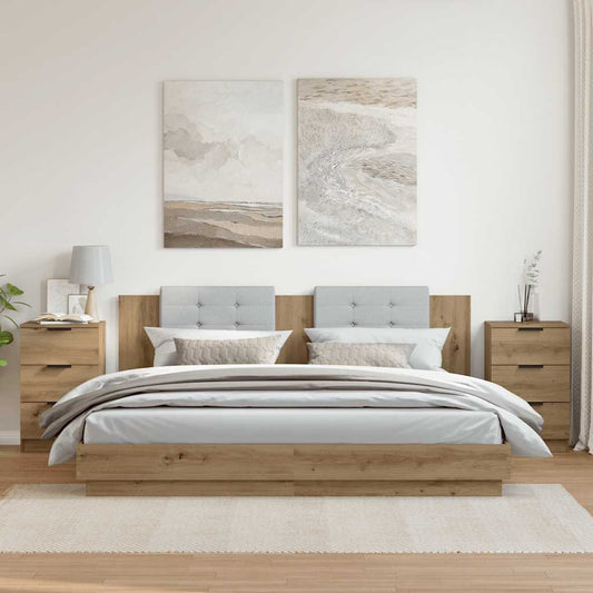 Sängbord 2 st artisan ek 40x36x65 cm konstruerat trä