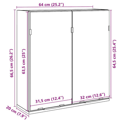 Spegelskåp för badrum betonggrå 64x20x66,5 cm konstruerat trä