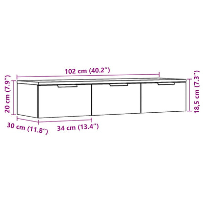 Väggskåp åldrat trä 102x30x20 cm konstruerat trä