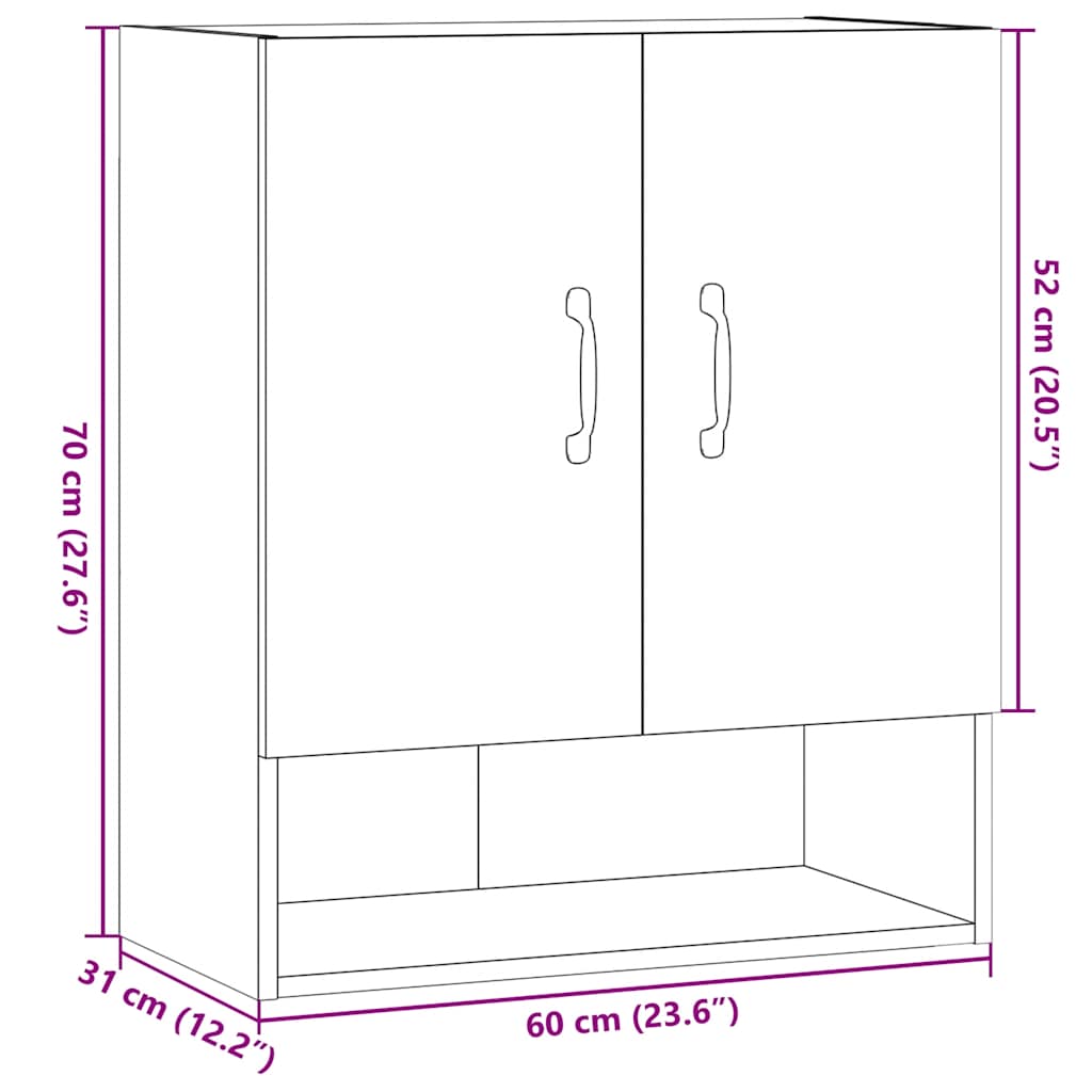 Väggskåp artisan ek 60x31x70 cm konstruerat trä