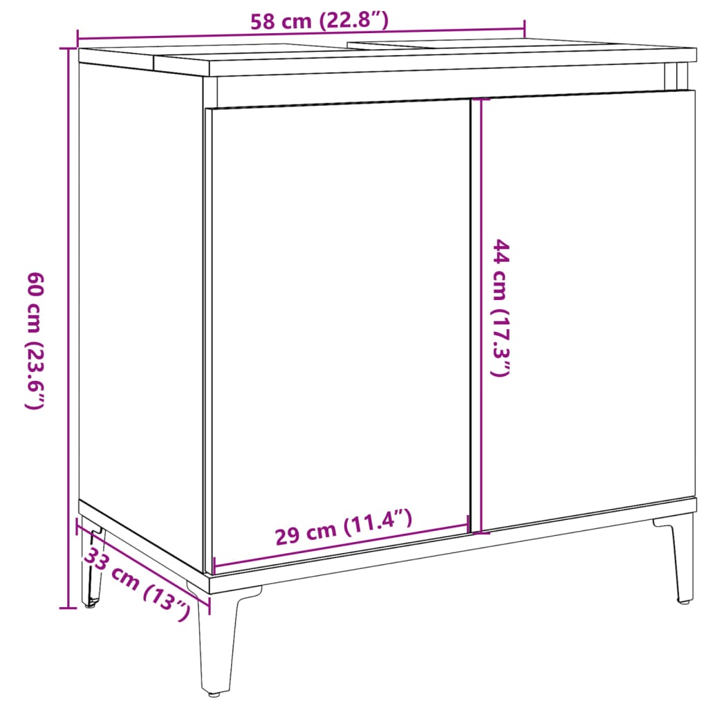 Tvättställsskåp artisan ek 58x33x60 cm konstruerat trä