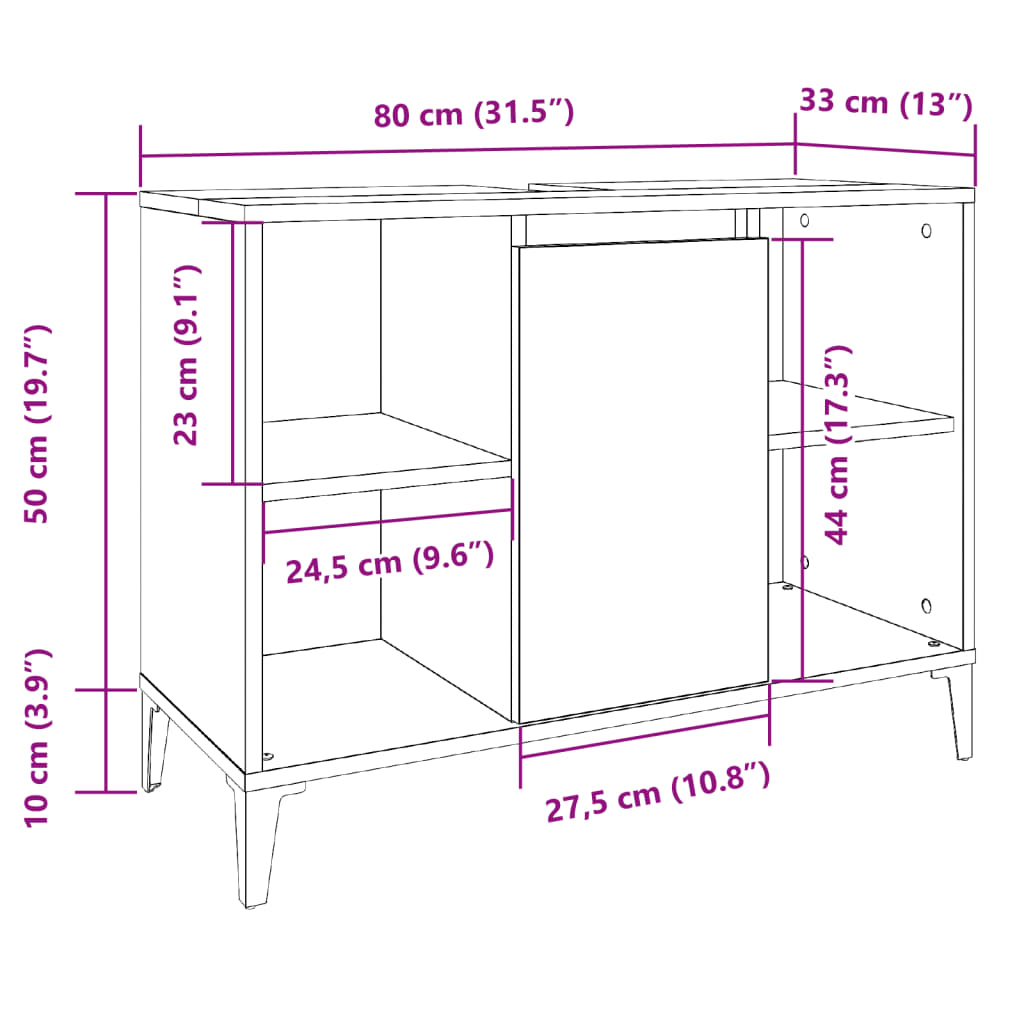 Tvättställsskåp artisan ek 80x33x60 cm konstruerat trä