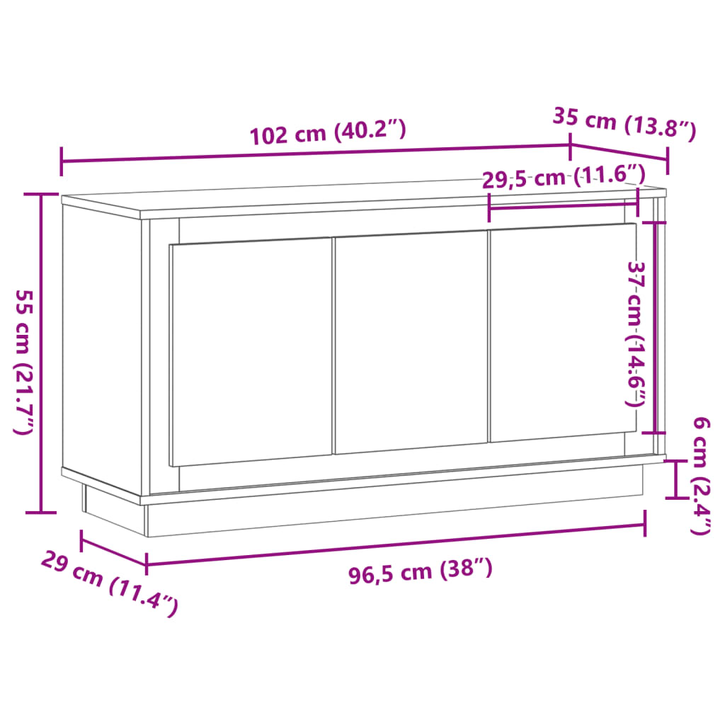 Skänk artisan ek 102x35x55 cm konstruerat trä