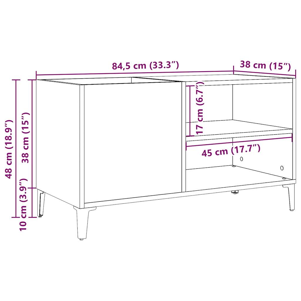 Stereobänk åldrat trä 84,5x38x48 cm konstruerat trä