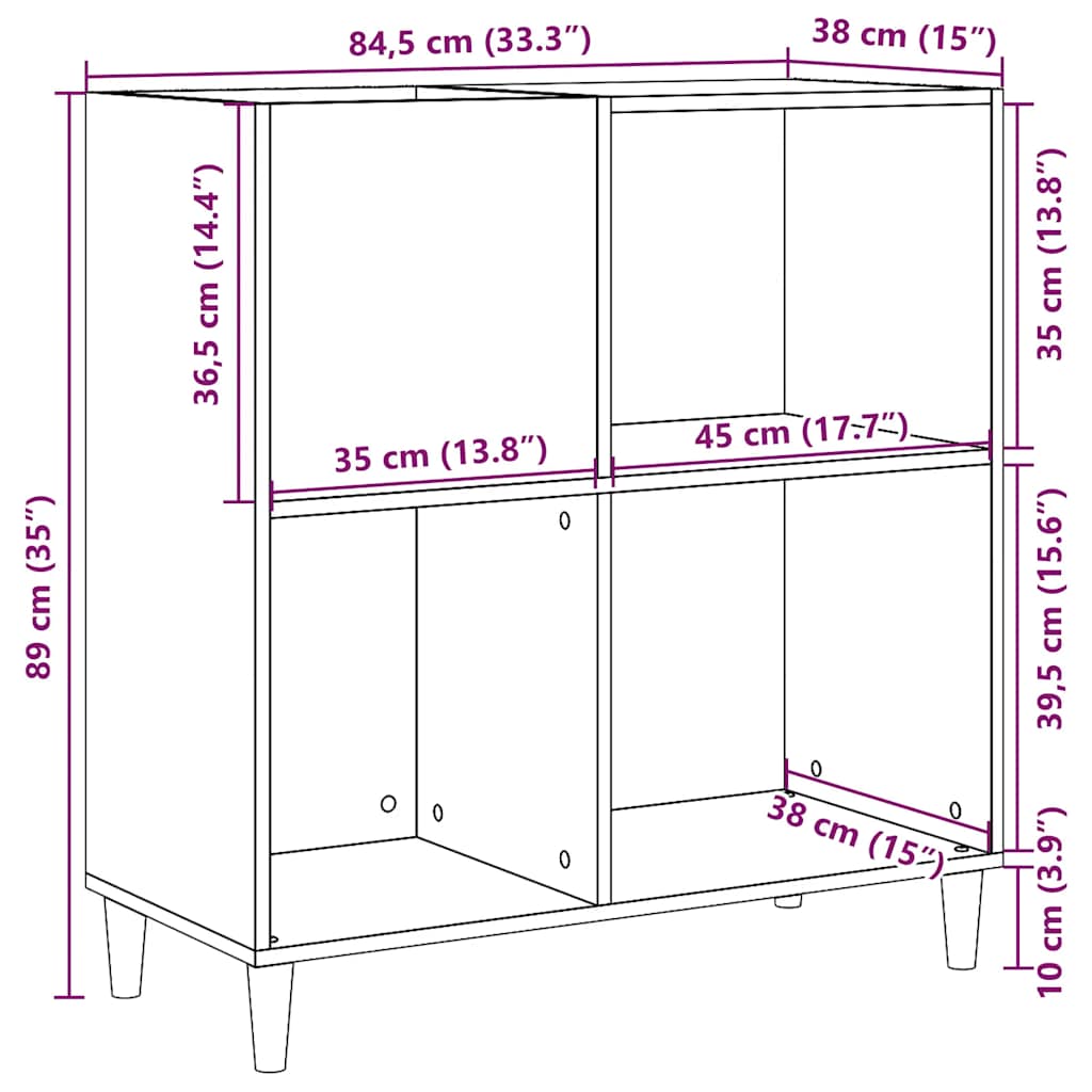 Stereobänk åldrat trä 84,5x38x89 cm konstruerat trä