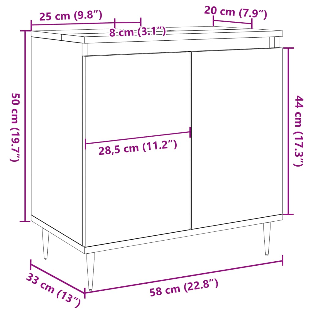 Badrumsskåp artisan ek 58x33x60 cm konstruerat trä