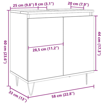 Badrumsskåp betonggrå 58x33x60 cm konstruerat trä