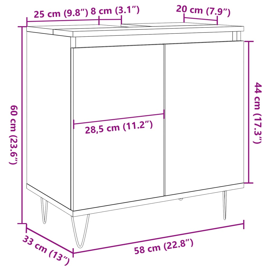 Badrumsskåp artisan ek 58x33x60 cm konstruerat trä