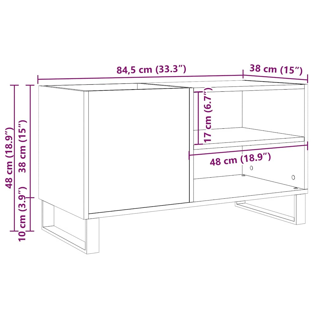 Stereobänk åldrat trä 84,5x38x48 cm konstruerat trä