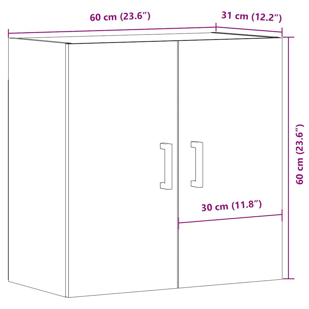 Väggskåp artisan ek 60x31x60 cm konstruerat trä