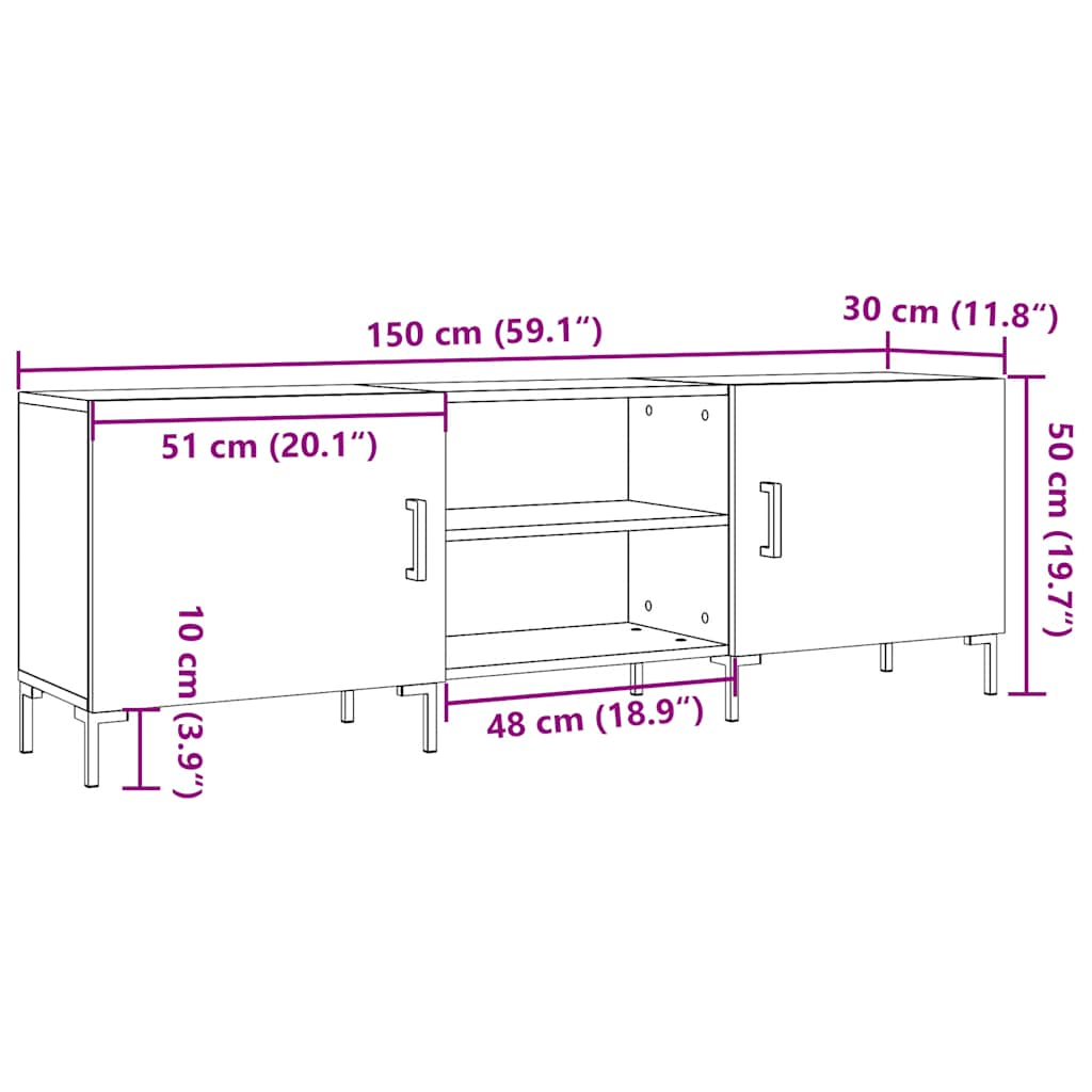 Tv-bänk artisan ek 150x30x50 cm konstruerat trä