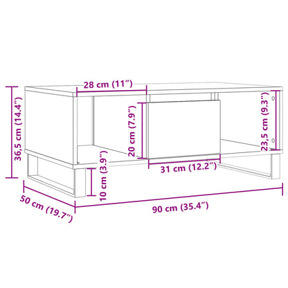 Soffbord åldrat trä 90x50x36,5 cm konstruerat trä