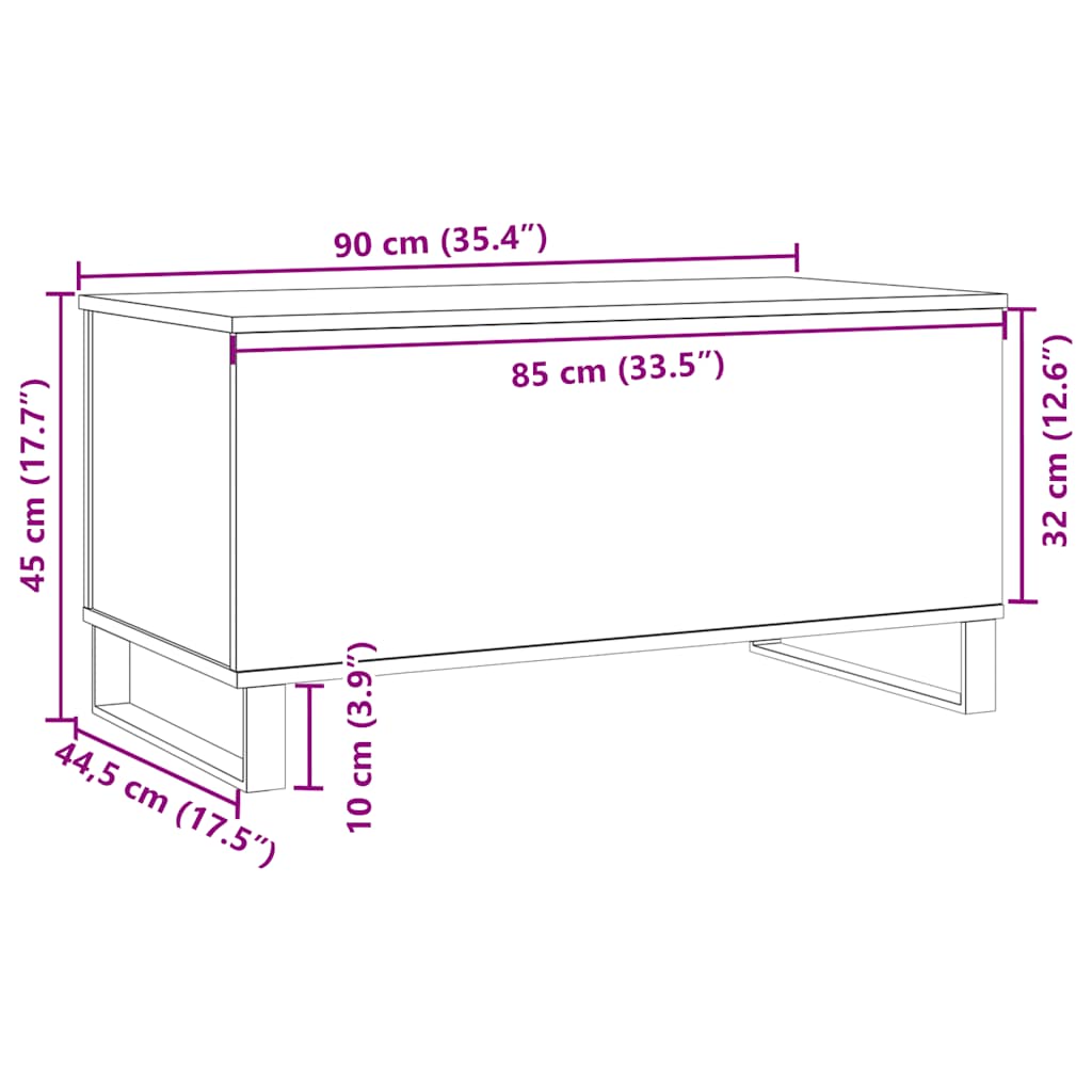 Soffbord artisan ek 90x44,5x45 cm konstruerat trä