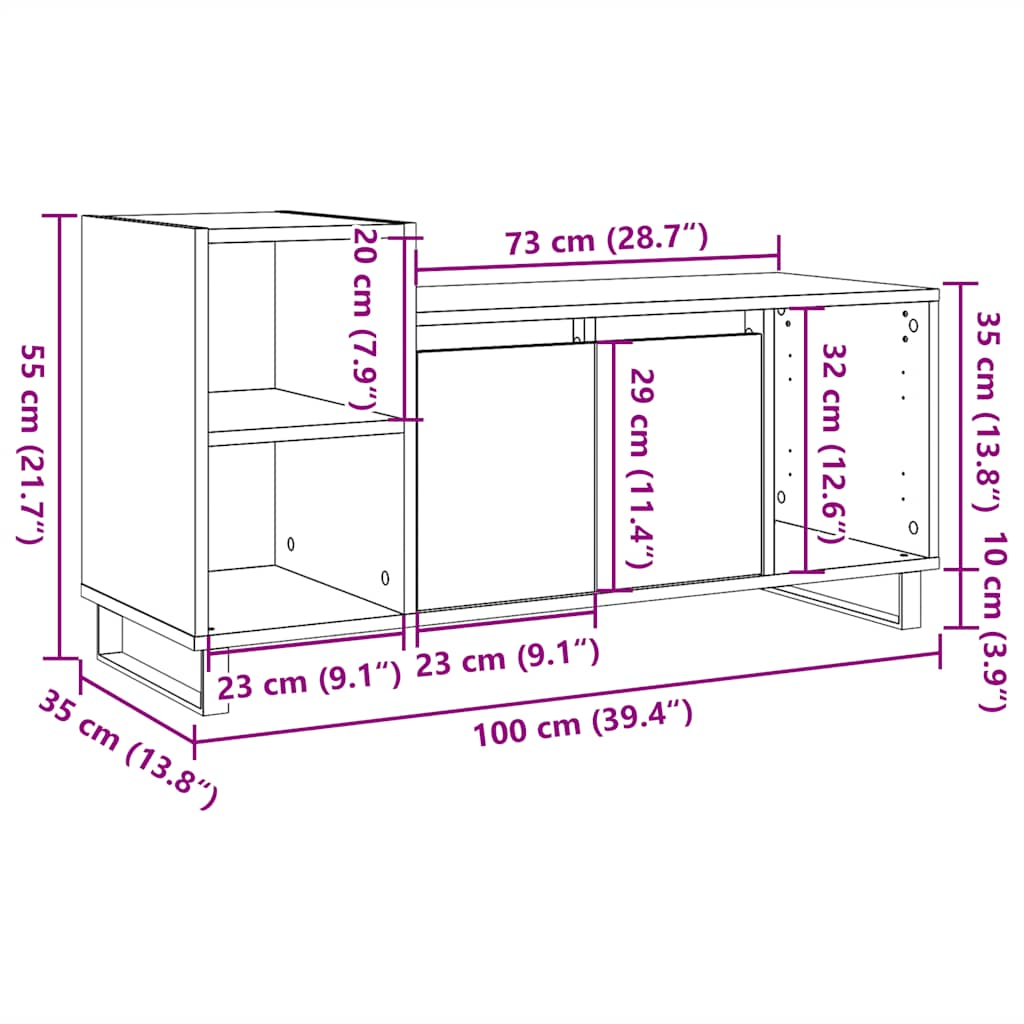 TV-skåp åldrat trä 100x35x55 cm konstruerat trä