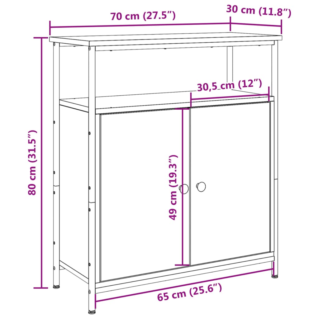 Skänk artisan ek 70x30x80 cm konstruerat trä