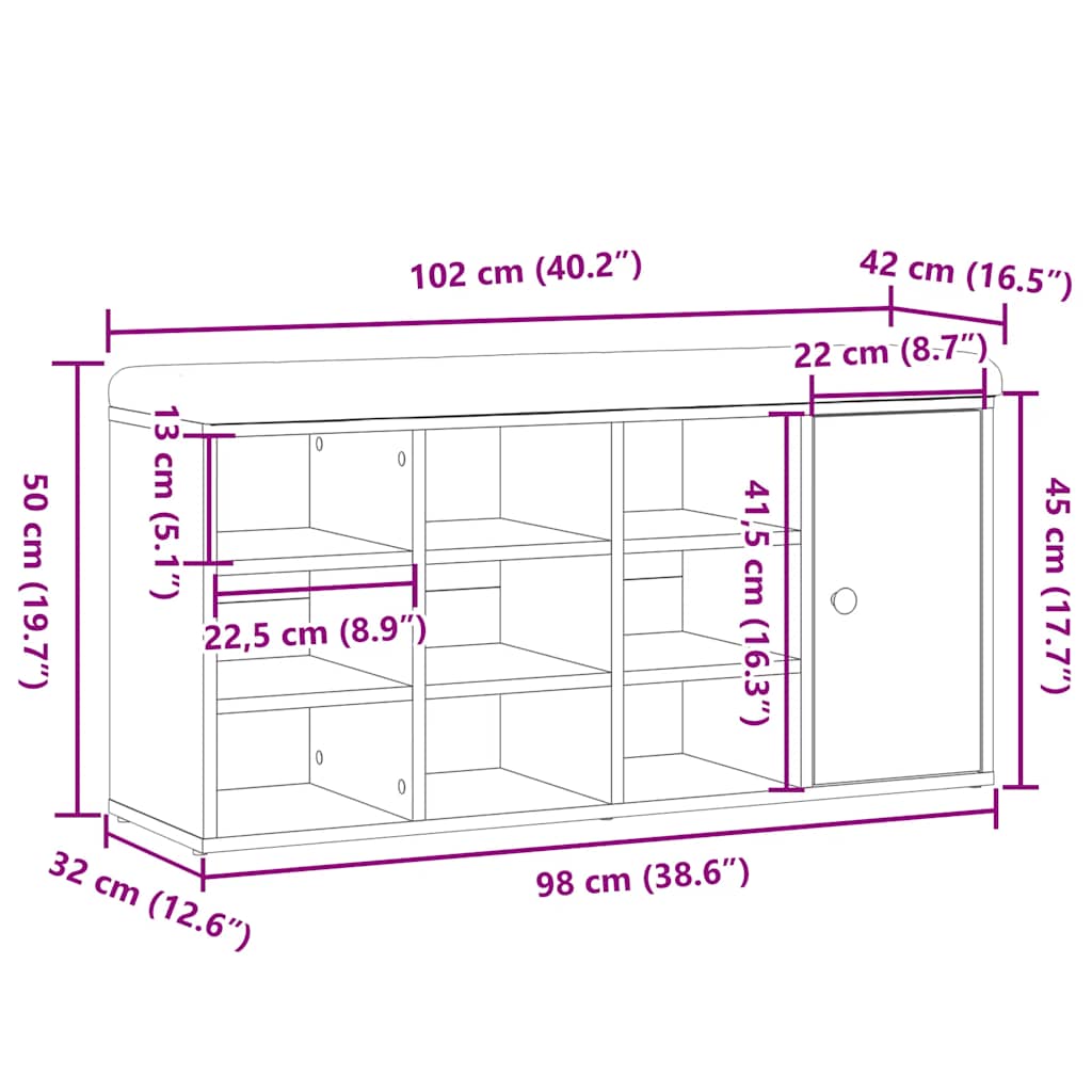 Skobänk gammalt trä 102x32x50 cm konstruerat trä