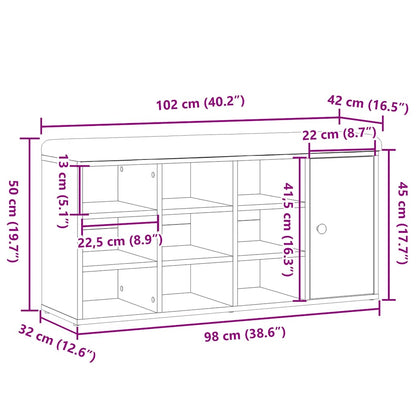 Skobänk gammalt trä 102x32x50 cm konstruerat trä