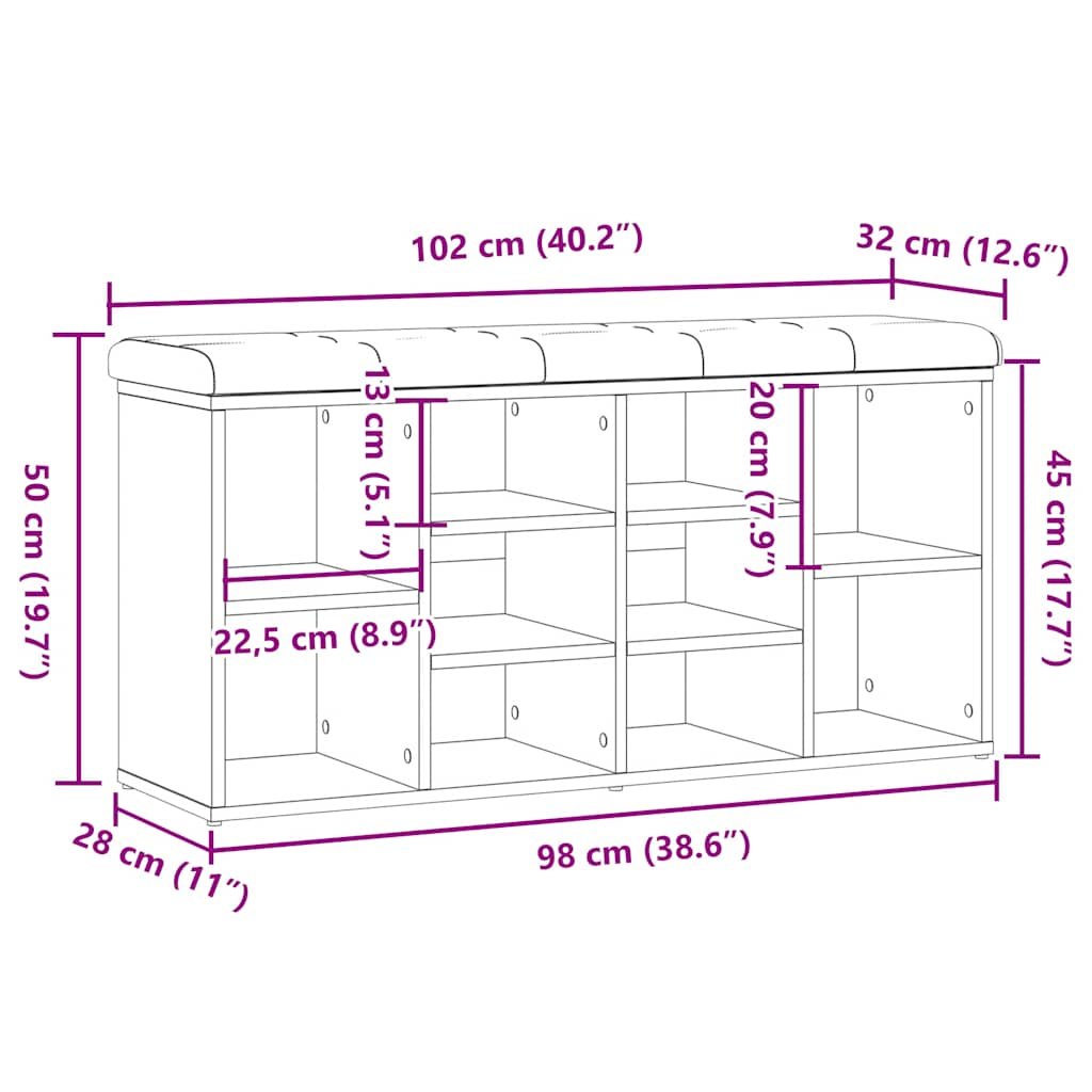 Skobänk gammalt trä 102x32x50 cm konstruerat trä