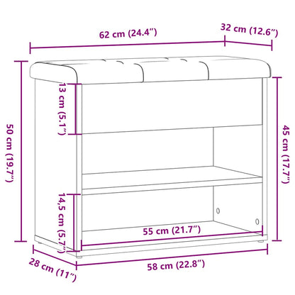 Skobänk gammalt trä 62x32x50 cm konstruerat trä