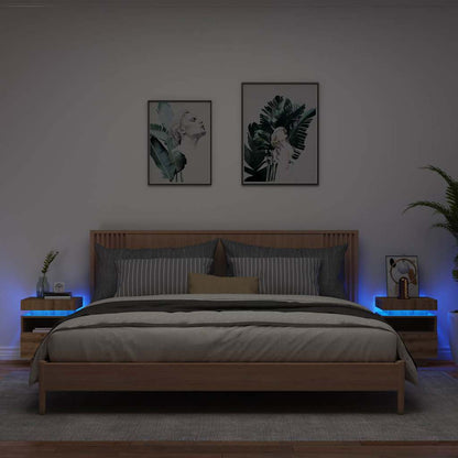 Sängbord med LED-belysning 2 st artisan ek 40x39x48,5 cm